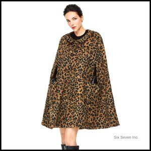 Wool Blend Cape Coat with Pockets Single-Breasted Pea Coat